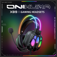 ONIKUMA X89 USB + prise 3.5mm stéréo RGB filaire noir casque de jeu avec microphone pour PC casque à son surround