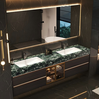 Kabinet Kamar Mandi Mewah Buatan Khusus dengan Wastafel Ganda, Desain Modern, Kombinasi Wastafel Pintar
