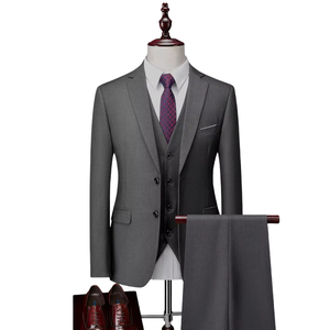 Ensemble de costumes de <span class=keywords><strong>mariage</strong></span> de luxe 3 pièces pour hommes, en tissu de laine, coupe slim, couleur unie, pour le bureau et les occasions spéciales, vente en gros, haute qualité - Product Image 3