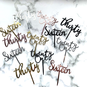 ท็อปเปอร์เค้กอะคริลิค รูปน้ำผึ้งและน้ำหวาน ตัวเลขวันเกิด 16 21 30 สำหรับตกแต่งเค้ก - Product Image 1