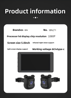 Monitor para Bebés con Cámara para Auto, 5.0 Pulgadas, Resolución Full HD 1080P, 120° °   Cámara HD para Bebés en el Asiento Trasero del Coche, Monitor para Bebés en Silla de Auto CM500