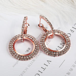Pendientes de Cristal con Baño de Oro Rosa, Diseño Geométrico Circular, Joyería de Lujo para Mujer, Ideal para Fiestas - Product Image 4