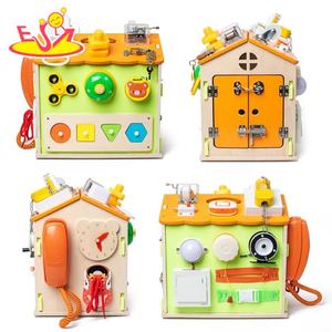 Nouvelle Maison <span class=keywords><strong>en</strong></span> <span class=keywords><strong>Bois</strong></span> à Toit Vert 2026, <span class=keywords><strong>Cube</strong></span> <span class=keywords><strong>d</strong></span>'Activités Montessori avec Serrures, Loquets et Fonctions Sensorielles pour Tout-Petits W12D931B - Product Image 4