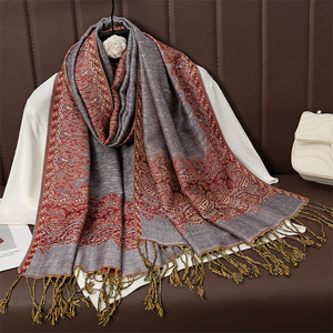 Nouvelle mode quatre saisons Jacquard Polyester musulman noix <span class=keywords><strong>de</strong></span> cajou écharpe longue écharpe élégante rétro ethnique foulards pour les femmes - Product Image 6