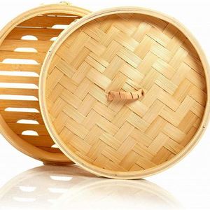 Panier de cuisson vapeur durable en bambou, 13 pouces, 2 onces, sans colle, avec couvercle classique, pour usage commercial alimentaire, 3 pouces, une pièce - Product Image 6