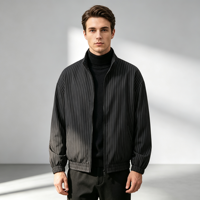 Collection Automne 2026 – Blouson Bomber Homme Rayé Imprimé Dégradé Respirant Style Américain Décontracté Grande Taille