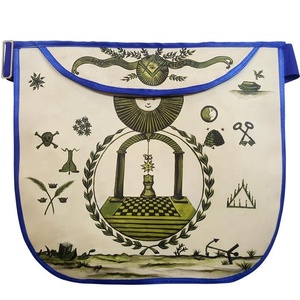 History Edition Custom-Designed Masonic Regalia Bib Apron Kit Printed Cotton and Leather Material - Product Image 1