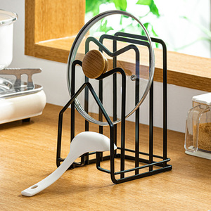 Multi Functional Kitchen <b>Pot</b> <b>Lid</b> Rack 4 Layers Black And White Storage Shelf For Kitchenware Drainer Utensil Holder - Product Image 1