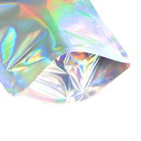 Sachet d'emballage refermable en aluminium holographique anti-odeur personnalisé, pochette autoportante en plastique refermable pour le stockage alimentaire