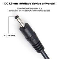 Kabel USB Hitam Male ke 2 DC35135 untuk Router WiFi & Power Bank-3A Pengisian Cepat Konduktor Tembaga Murni Selubung PVC