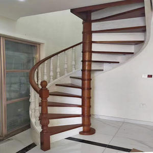 Escalera de Madera Maciza con Diseño Espiral de Eje <span class=keywords><strong>Central</strong></span> Personalizable, Escalera Interior Fácil de Instalar, Duradera, Ecológica, para Ático, Hotel - Product Image 5
