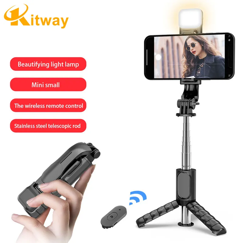 Kitway Wireless handheld gimbal stabilizer automatic balance anti-shake mobile phone selfie stick tripod with fill light