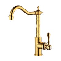 Robinet de lavabo HONGDEC en or, commande à levier unique, eau chaude et froide, sortie d'eau incurvée pivotante à 360°