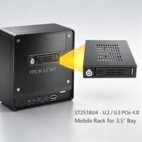 Unestech Aluminium Metal 2.5" U.2/U.3 NVMe PCIe 4.0 SSD HDD Mobile Rack Enclosure (SFF-8654 4i) Casing Server PC