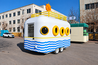 Remorque alimentaire mobile en acier inoxydable avec four à pizza intégré pour la restauration rapide, les collations, les hot-dogs, les frites et la crème glacée