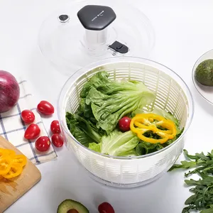 Vegetable Dryer Chopper Manual Lettuce Secure Lid Lock Salad Spinners With Bowl Colander