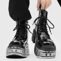 Bottes de rock gothique punk rétro de haute qualité pour hommes, augmentant la taille, style heavy metal