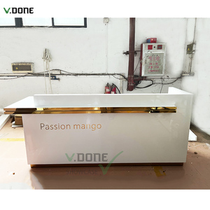 Recepción de salón de belleza de uñas moderna personalizada, recepción de lujo en blanco y dorado, Mostrador de pago - Product Image 2