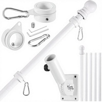 Kit de mât de drapeau blanc 6 pieds en acier inoxydable épaissi pour mur de maison ou porche, pour drapeaux en polyester 3x5/4x6, avec système anti-enroulement rotatif