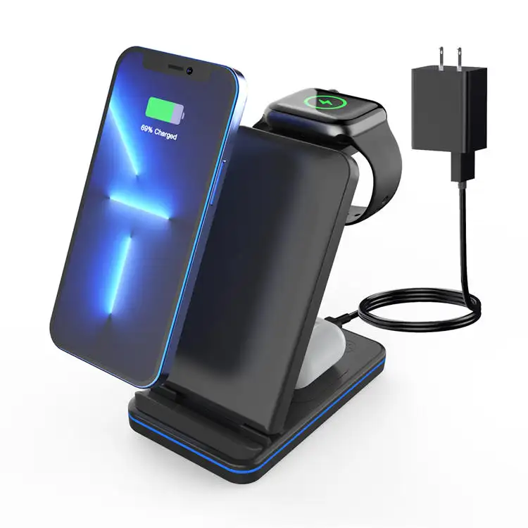 Wholesale Portable Type C USB Lamp Wireless Charger 3in1 Dock 15w Fast Phone Charging
