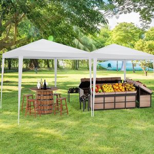 Gazebo plegable para exteriores DB de 6.5x6.5 pies con 4 paredes laterales, 2 puertas, 2 ventanas y tela de PE para bodas y fiestas. - Product Image 5