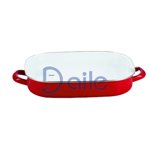 Custom Non-Stick Double Ear Red Rectangle Eco-Friendly Oven Safe Enamel Baking Pan for Au <strong>Gratin</strong> <strong>Dishes</strong> and Cake - Product Image 2