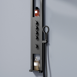 Set keran mandi LED, desain baru kamar mandi hujan langit-langit air terjun termostatik - Product Image 4