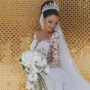 Robe de mariée sirène longue et luxueuse pour femme, style musulman, avec appliques fantômes, 100 % coton, collection 2026 - Product Image 3