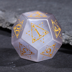 ลูกเต๋าพลอยแกะสลักลายตาแมวสีเทาแบบหลายเหลี่ยม <span class=keywords><strong>D20</strong></span> D12 สำหรับเล่นเกม D&D และเกม RPG บนโต๊ะ ของขวัญสุดฮิต - Product Image 1