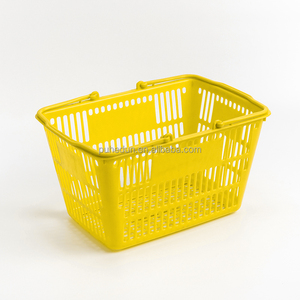 Panier à provisions en plastique pliable rose à deux poignées pour supermarché et centre commercial - Product Image 3