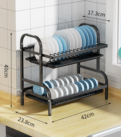 Égouttoir à vaisselle en acier à 2 niveaux, support de rangement pour assiettes de cuisine