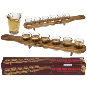 Verre à shooter, lot de 6 pièces. Avec latte en bois, - Product Image 1
