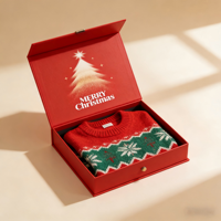 Boîte personnalisée, boîte cadeau de Noël haut de gamme, design avec impression quadricolore, boîte à rabat magnétique, boîte d'emballage pour pull et écharpe