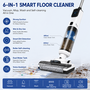 Nettoyeur de sol sans fil intelligent 3 en 1, <span class=keywords><strong>aspirateur</strong></span>, nettoyeur de sols durs tout-en-un avec assistant vocal et autonomie de 45 minutes - Product Image 5