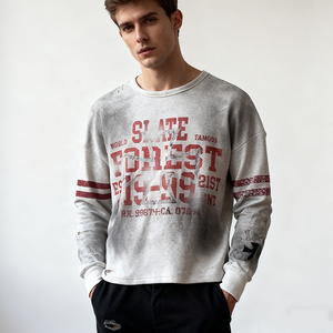 Camiseta corta de manga larga con estampado gráfico de pantalla personalizada para hombre - Product Image 1