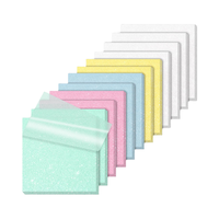 Lot de 4 blocs-notes autocollants transparents, pailletés, colorés, 3x3 pouces, haute transparence, effet verre