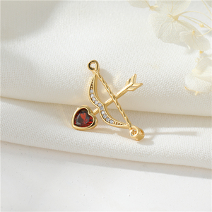 Liontin Emas 14K Zirkon Bentuk Kuda Burung Hati Busur dan Anak Panah Semanggi Berdaun Empat Enamel Aksesoris DIY Pembuatan Perhiasan - Product Image 3