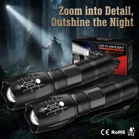 Lampe torche LED, lot de 2, tactique, zoomable, haute luminosité, étanche, en aluminium, pour le camping, la randonnée, les situations d'urgence, cadeau d'anniversaire