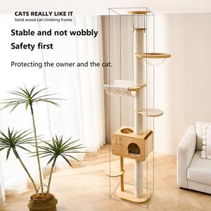 Grande struttura per arrampicata per gatti con piattaforma di salto in legno materiale Pet House Tower - Product Image 2