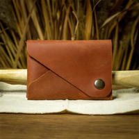Dompet Koin Kulit Sapi Retro Grosir Pabrik, Kulit Asli Minimalis Mini untuk Pria, Custom