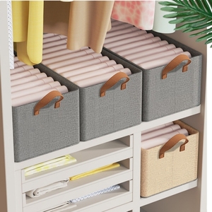 Lemari pakaian lipat, kotak penyimpanan Linen katun dengan bingkai baja & pegangan untuk lemari mainan dapat ditumpuk pengatur pakaian 26L - Product Image 5