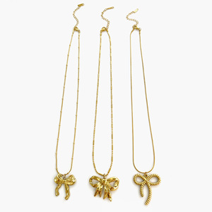 Collar con colgante elegante de acero inoxidable, collar con colgante de lazo dorado para mujer, regalo de joyería para fiesta junto al mar - Product Image 6