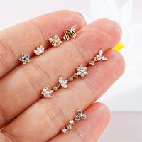 Toposh Bisel Set CZ Forma redonda Push Pin Threadless Labret Ear Lip Threadless Pin Studs Piercing Jewelry