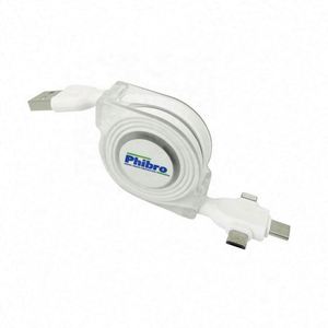 Multifunction Fast <b>Charging</b> 3-in-1 Retractable USB <b>Cable</b> with Plastic Material and Custom Length Options - Product Image 1