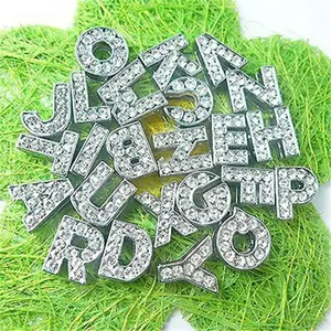 DIY Accessory Can Through 8mm Wristband Bracelet Pet Collar 8MM Clear Full Rhinestone Slide Letters Charms A-Z