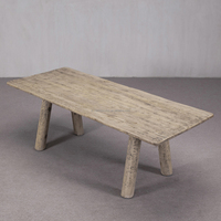 Table à manger antique traditionnelle en bois massif, faite à la main, écologique, avec plateau en bois naturel pour salle à manger