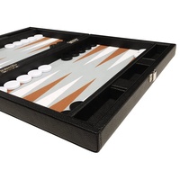 15-Zoll Backgammon-Set mit Reise-Lederimitat-Tragetasche Schwarzes Leder-Backgammon-Spielset