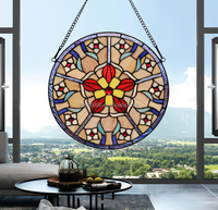 Floria Design 30,5 cm Europäischer Stil Massives Buntglas-Fensterpaneel Hohe Lichtdurchlässigkeit Anpassbares Muster Küchendekoration