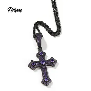 Hip hop stainless steel Cross pendant necklace for boys Junior boys jewelry three layer Jesus Cross necklace with twist chain