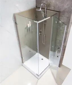 बाथरूम 8mm 10mm स्पष्ट Frameless सरल संलग्नक बौछार स्टेनलेस स्टील के गिलास दरवाजा शॉवर